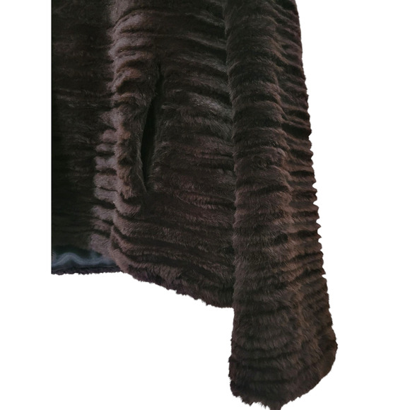 Trilogy Genuine Diet Brown Sheared Rex Rabbit & Fox Hooded Women Jacket Size L - Picture 3 of 8